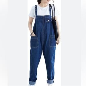 90s Denim Baggy Bib Harem Overalls Size M